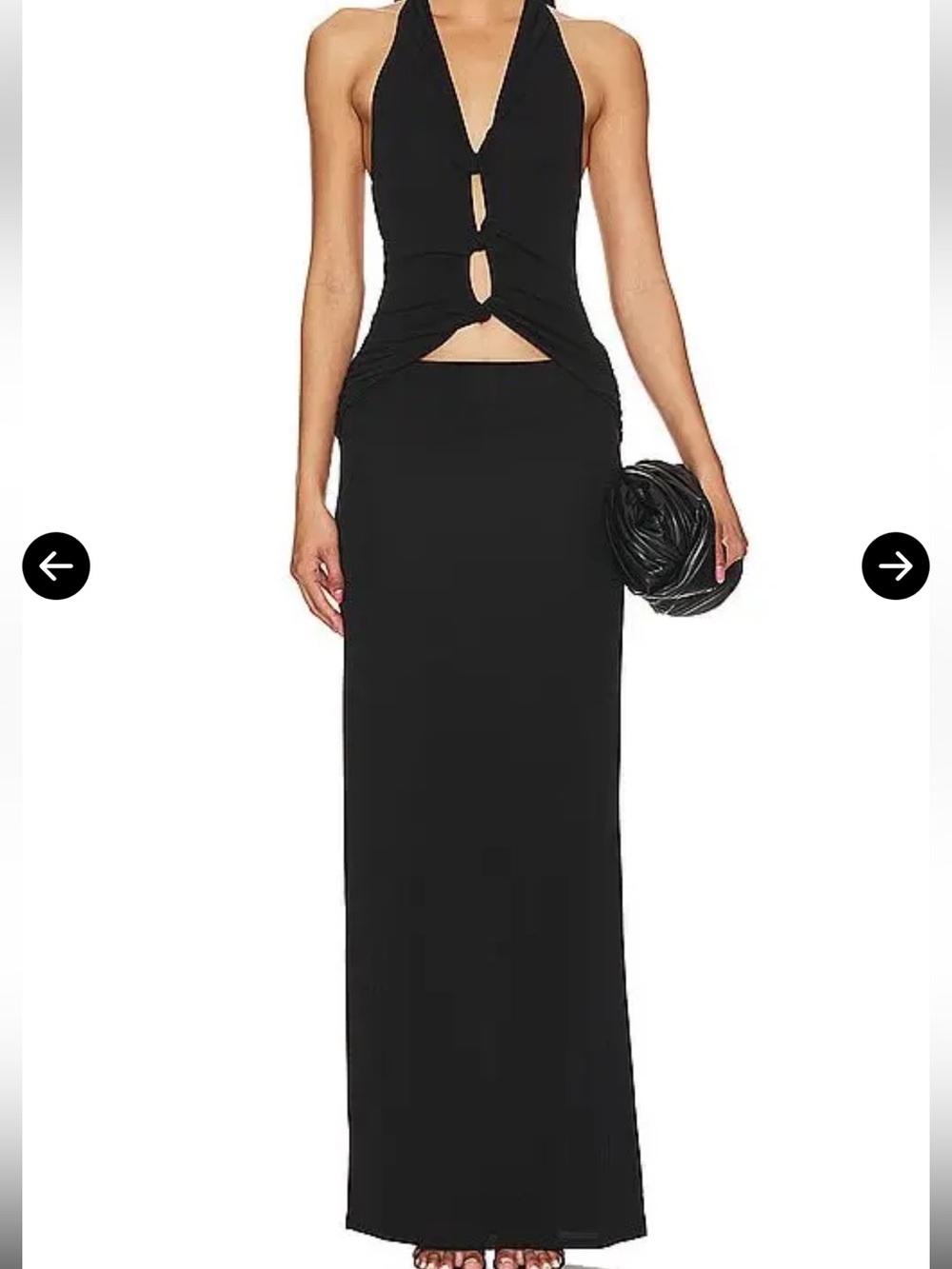 LPA Angela Black Backless Halter Maxi Dress with Cutouts